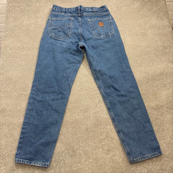 Carhartt Mens B17DST Relaxed Fit Heavyweight Tapered Jeans Blue 33x32 Workwear - Picture 3 of 15